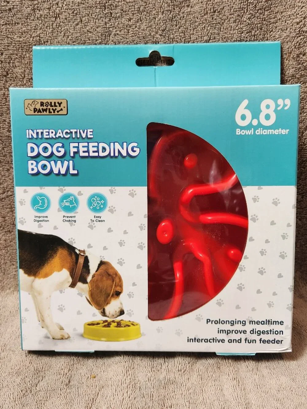 ROLLY PAWLY Interactive Dog Slow Feed Food Bowl - NEW NIB